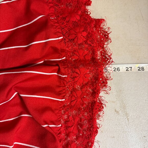 Rouge Collection Red Smocked Off-Shoulder Top | Ruffle Straps & Lace Hem | Y2K - Picture 10 of 11